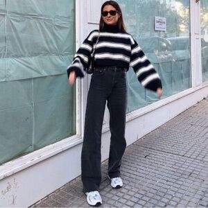 Zara Black High Waist Wide Leg Jeans‎